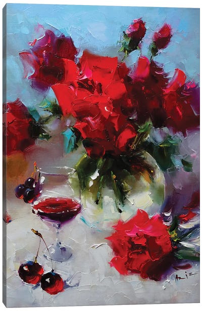 Red Wine Canvas Art Print - Cherry Art