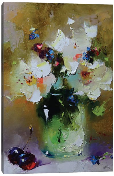 White Flowers Canvas Art Print - Cherry Art