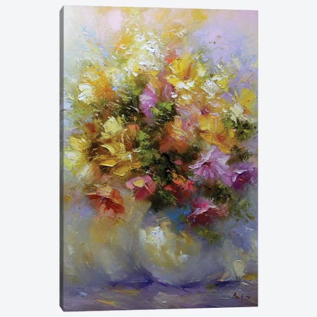 Yellow Bouquet In A Vase Canvas Print #AZS68} by Aziz Sulaimanov Canvas Print