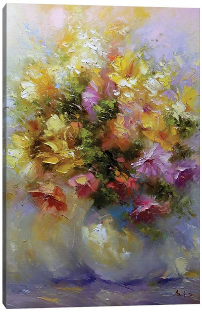 Yellow Bouquet In A Vase Canvas Art Print - Aziz Sulaimanov