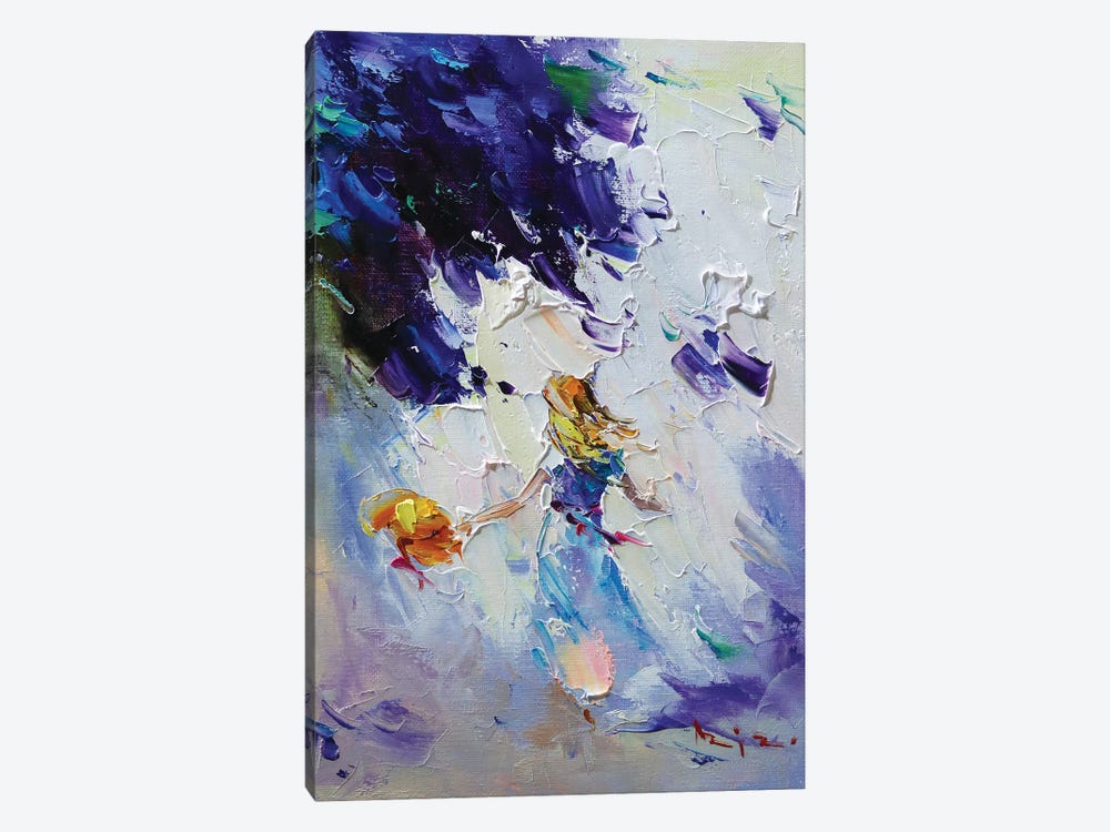 Blue Flowers And Girl by Aziz Sulaimanov 1-piece Art Print