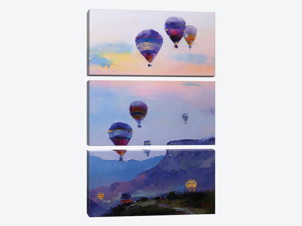 Balloon Flight by Aziz Sulaimanov 3-piece Canvas Art Print