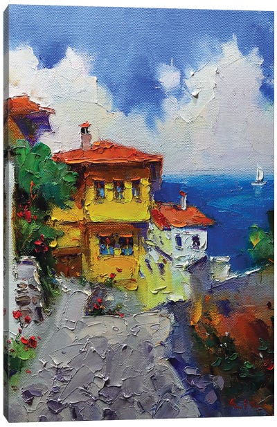 Yellow House Canvas Art Print - Mediterranean Décor