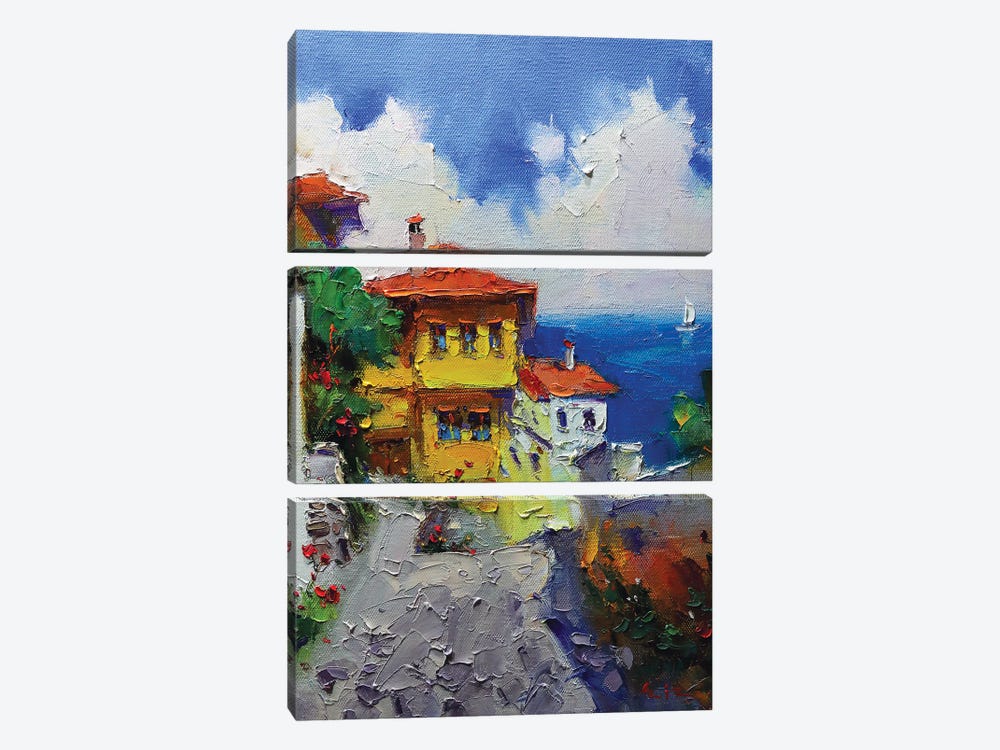 Yellow House by Aziz Sulaimanov 3-piece Canvas Wall Art