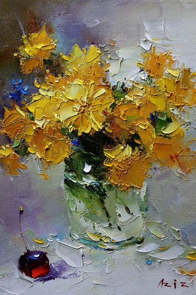 Yellow And Cherry by Aziz Sulaimanov canvas print