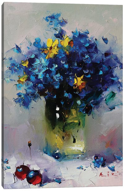 Blue Bouquet Canvas Art Print - An Ode to Objects