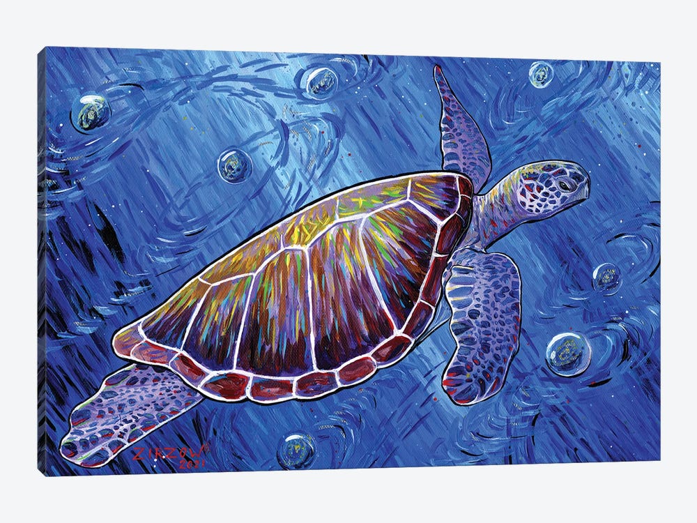 Intergalactic Sea Turtle by Amanda Zirzow 1-piece Canvas Art Print