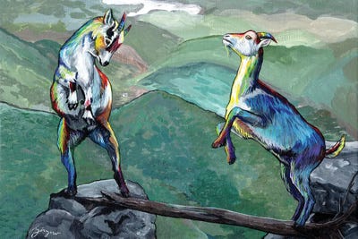 The Two Goats by Amanda Zirzow multi panel art
