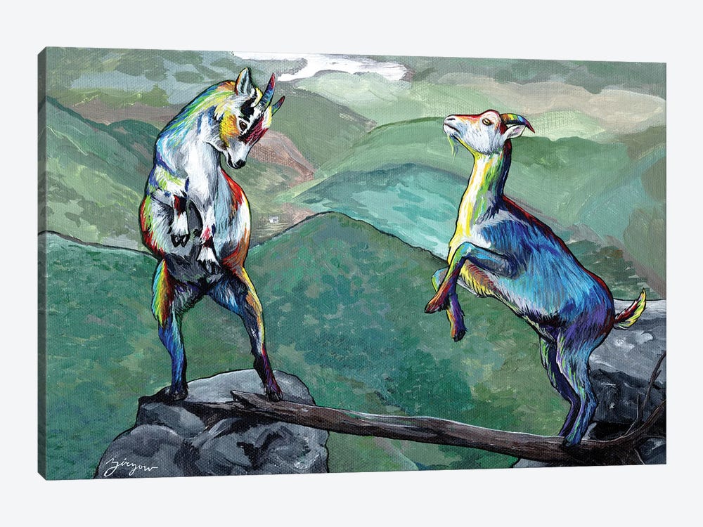 The Two Goats by Amanda Zirzow 1-piece Canvas Art Print