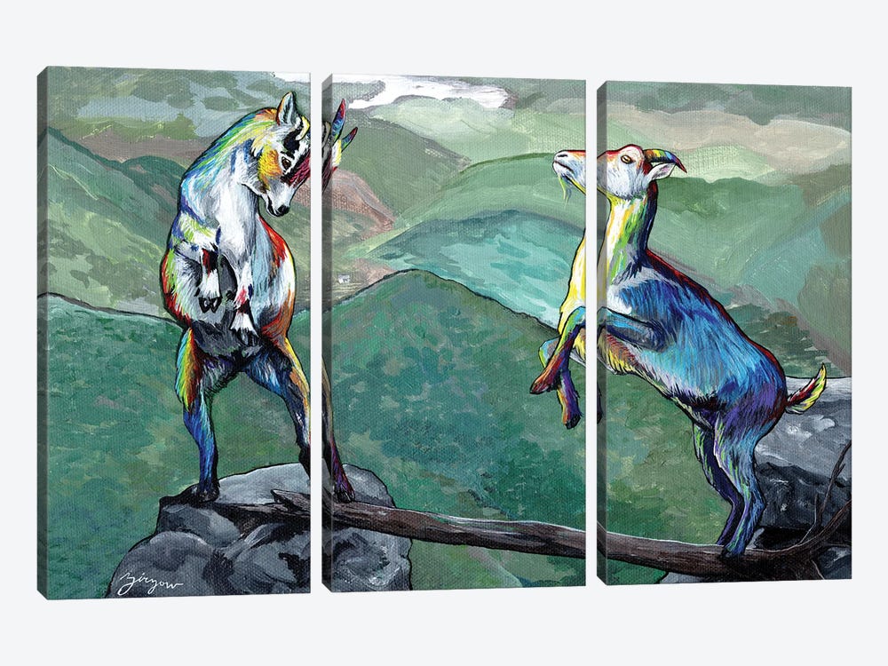 The Two Goats by Amanda Zirzow 3-piece Canvas Art Print