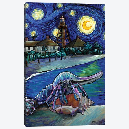 The Hermit Crab In The Starry Night Canvas Print #AZW18} by Amanda Zirzow Canvas Artwork