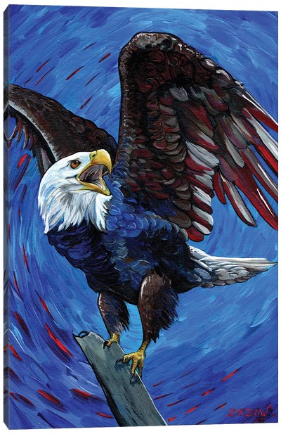 Old Glory Eagle Canvas Art Print - Amanda Zirzow