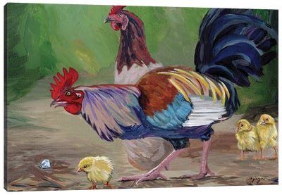 The Rooster And The Jewel Canvas Art Print - Amanda Zirzow