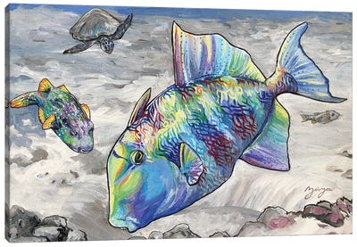 The Tiggerfish And The Puffer Canvas Art Print - Amanda Zirzow