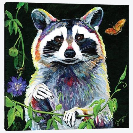 The Raccoon And The Honeybee Canvas Print #AZW24} by Amanda Zirzow Canvas Art