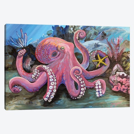 Octopus Kisses And Starfish Wishes Canvas Print #AZW25} by Amanda Zirzow Canvas Art