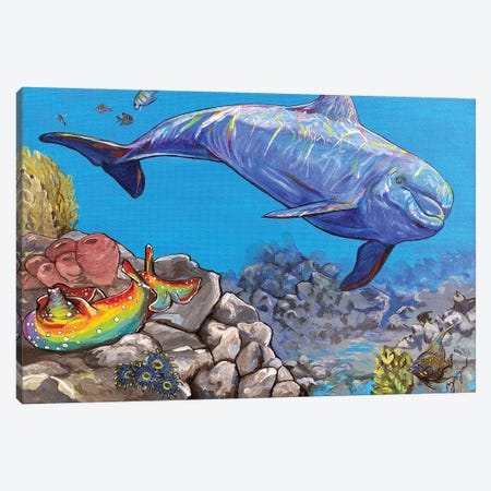 The Dolphin And The Sea Hare Canvas Print #AZW28} by Amanda Zirzow Art Print