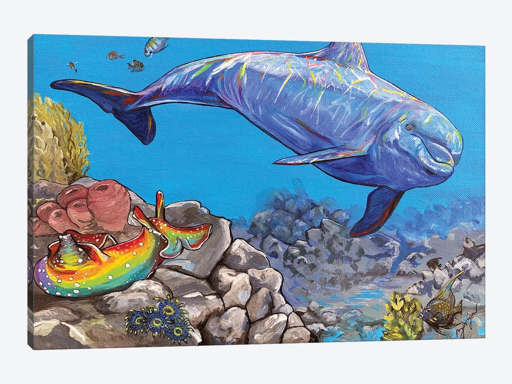 The Dolphin And The Sea Hare by Amanda Zirzow 1-piece Canvas Art Print