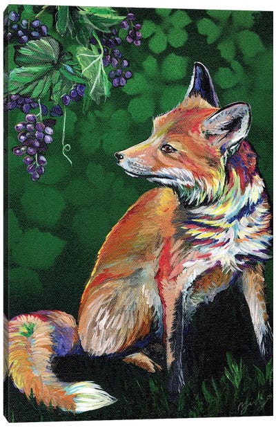 The Fox And The Grapes Canvas Art Print - Amanda Zirzow