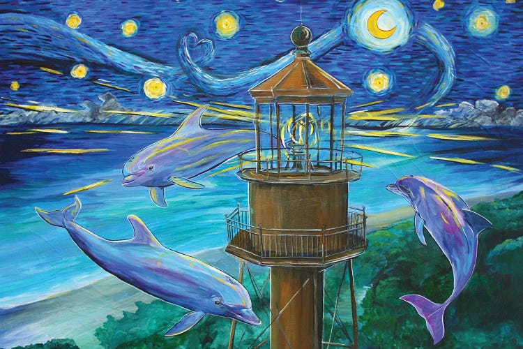 Dolphins Drawn To The Sanibel Light