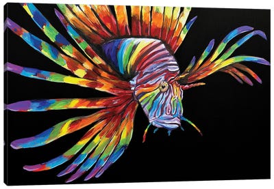 Rainbow Lionfish Canvas Art Print - Chromatic Kingdom