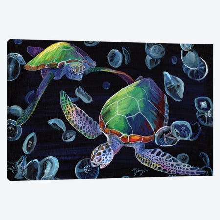 Winter Wonderland (Sea Turtles And Moon Jellies) Canvas Print #AZW35} by Amanda Zirzow Art Print