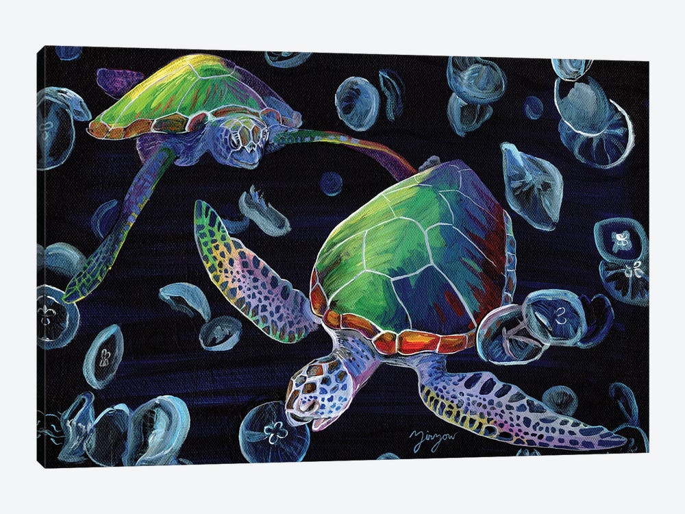 Winter Wonderland (Sea Turtles And Moon Jellies) by Amanda Zirzow 1-piece Art Print
