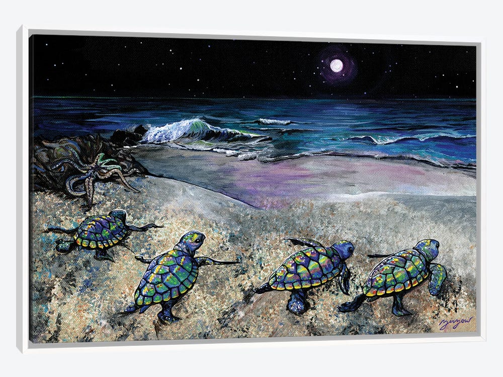 Greenbox Swimming Baby Turtle 2 6x6 Canvas Wall Art