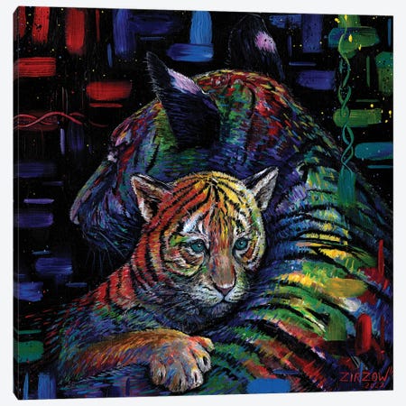 Fabric Of Life (Malayan Tigers) Canvas Print #AZW3} by Amanda Zirzow Canvas Artwork