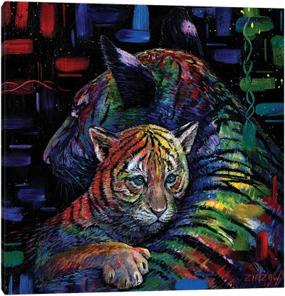 Fabric Of Life (Malayan Tigers) Canvas Art Print - Amanda Zirzow