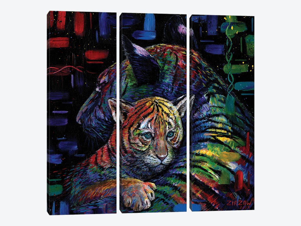 Fabric Of Life (Malayan Tigers) by Amanda Zirzow 3-piece Canvas Artwork