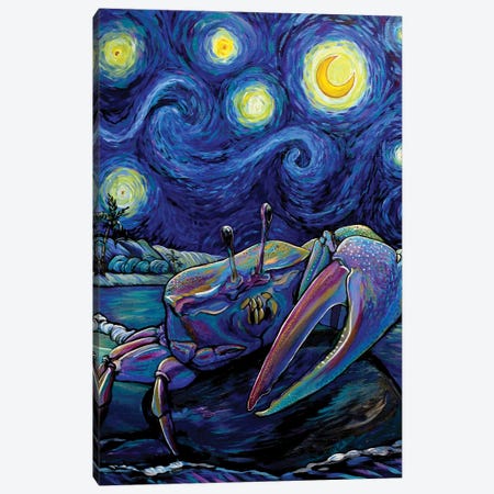 The Fiddler Crab In The Starry Night Canvas Print #AZW44} by Amanda Zirzow Canvas Artwork