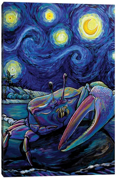 The Fiddler Crab In The Starry Night Canvas Art Print - Amanda Zirzow