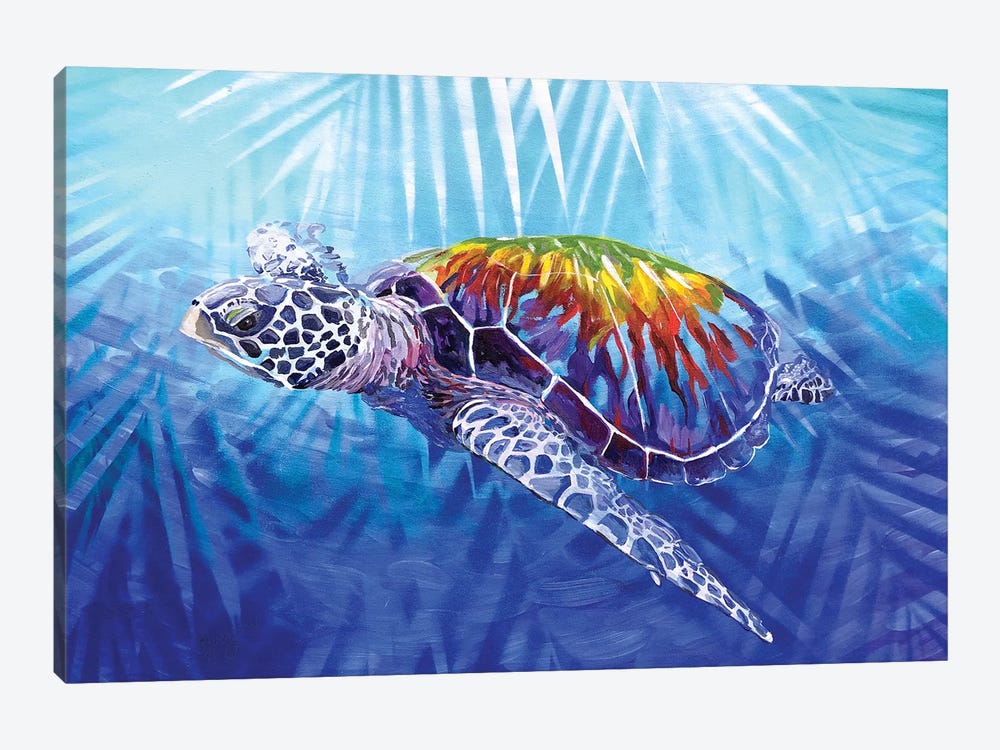 Tropical Sea Turtle by Amanda Zirzow 1-piece Canvas Art Print
