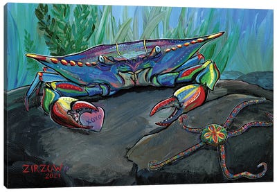 XOXO Crab Canvas Art Print - Crab Art