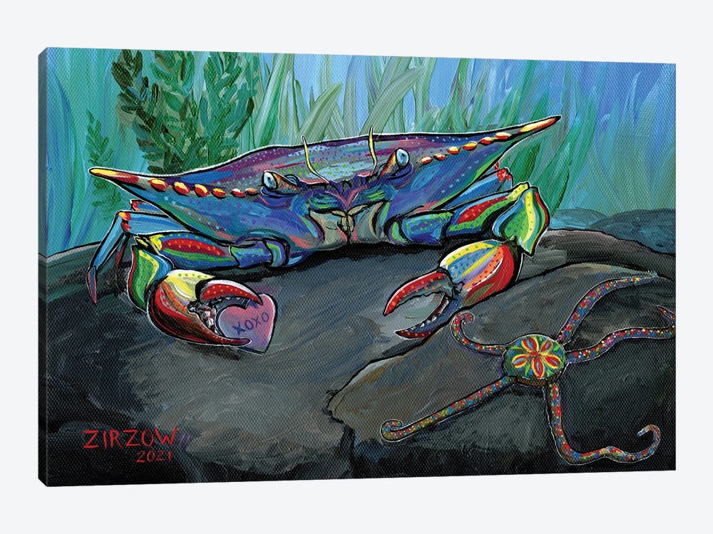 XOXO Crab by Amanda Zirzow 1-piece Canvas Art