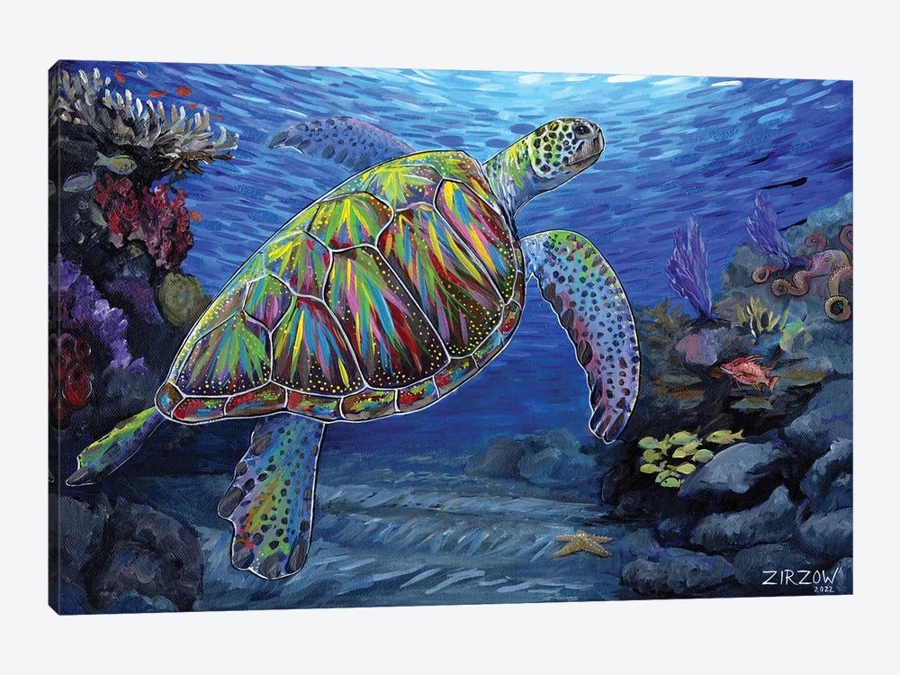 Spectrum Sea Turtle by Amanda Zirzow 1-piece Canvas Wall Art