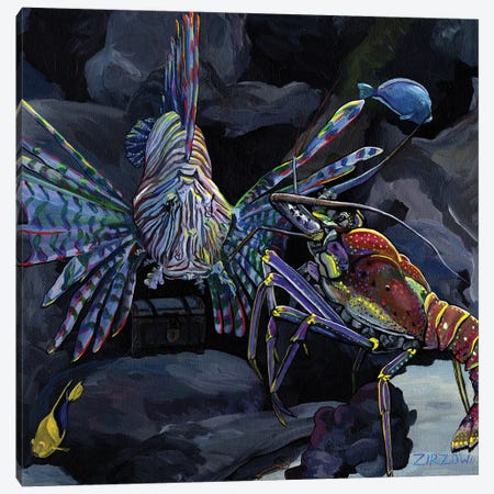 The Lobster And The Lionfish (Lion And Spiny) Canvas Print #AZW52} by Amanda Zirzow Canvas Art