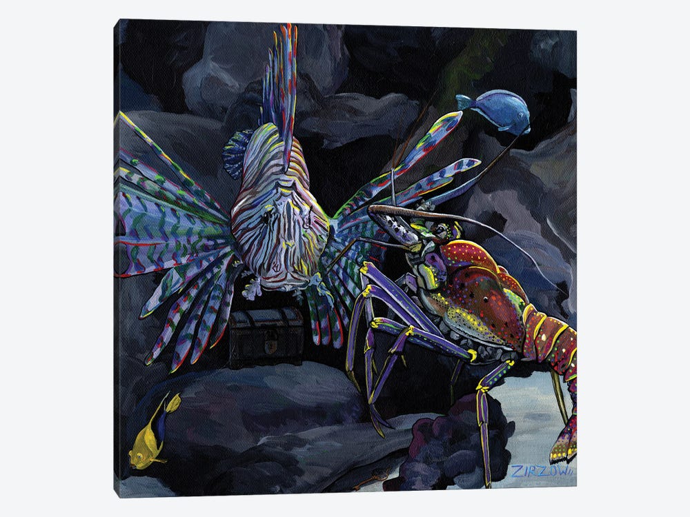 The Lobster And The Lionfish (Lion And Spiny) by Amanda Zirzow 1-piece Canvas Art