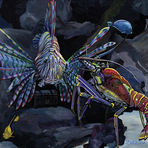 Amanda Zirzow: The Lobster And The Lionfish (Lion And Spiny) by Amanda Zirzow
