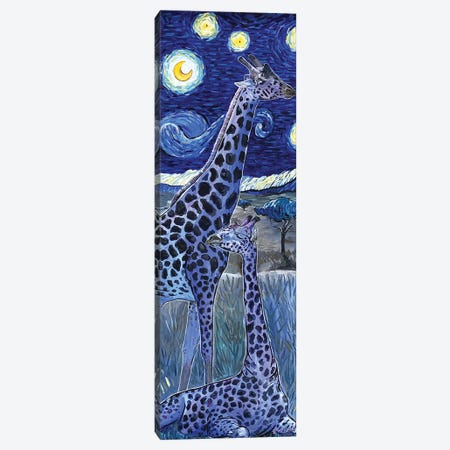 Giraffes In The Starry Night (Under The Stars) Canvas Print #AZW53} by Amanda Zirzow Canvas Artwork