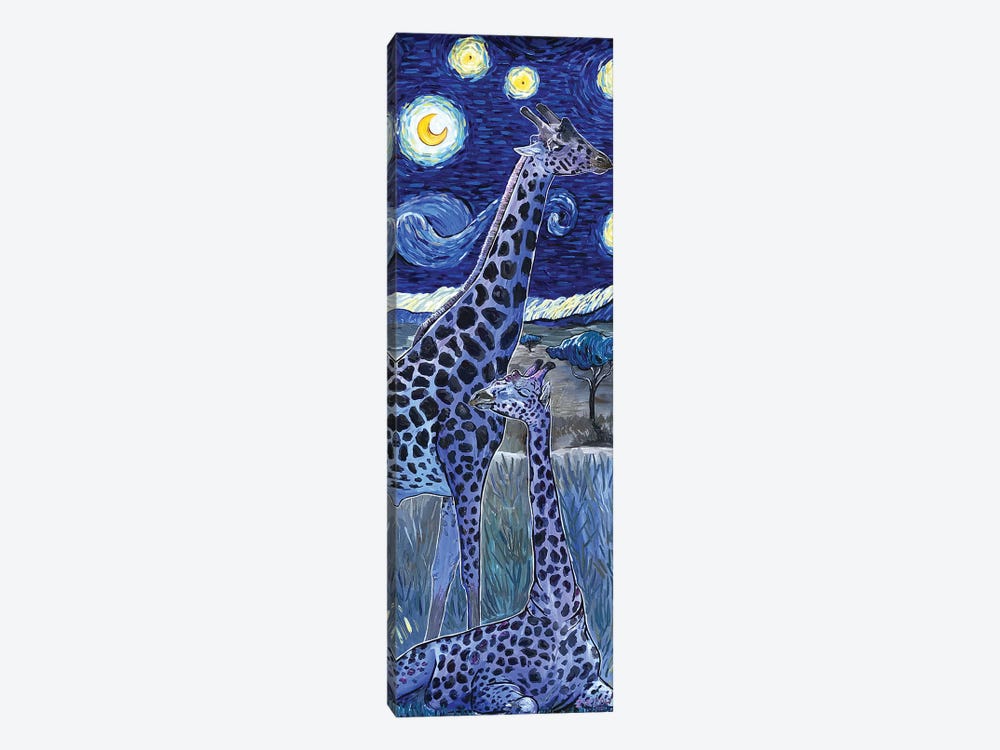 Giraffes In The Starry Night (Under The Stars) by Amanda Zirzow 1-piece Canvas Print