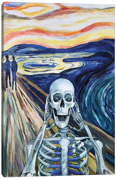The Scream Canvas Art Print - Skeleton Art