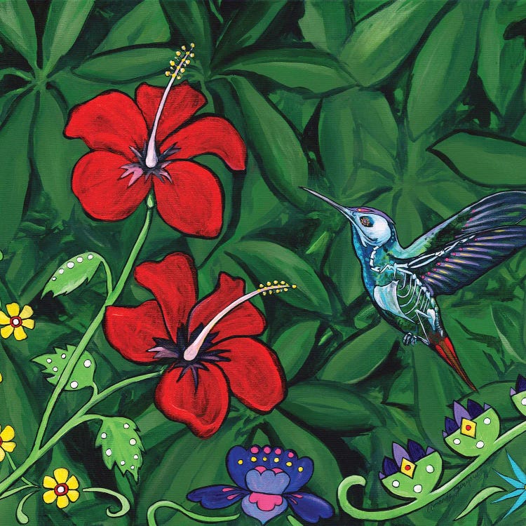 Hummingbird And Flowers In The Afterlife