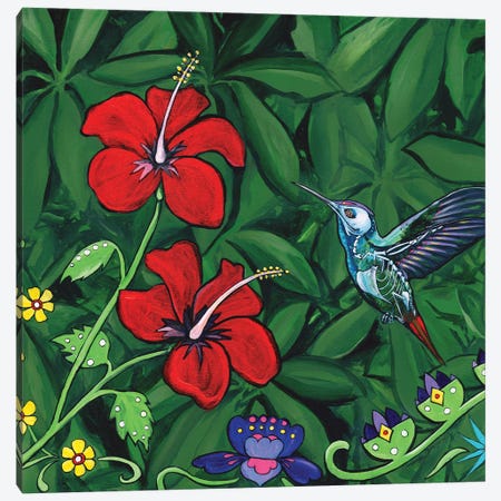 Hummingbird And Flowers In The Afterlife Canvas Print #AZW59} by Amanda Zirzow Canvas Artwork