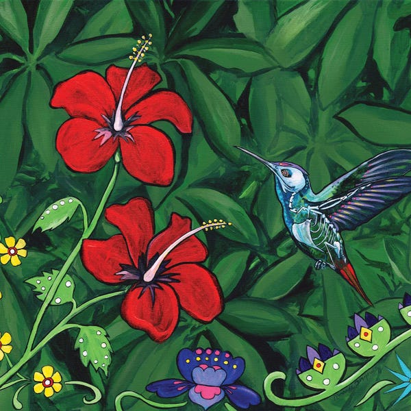 Amanda Zirzow: Hummingbird And Flowers In The Afterlife by Amanda Zirzow