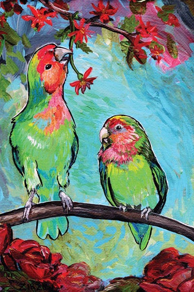 A Flower For My Lovebird by Amanda Zirzow framed wall art