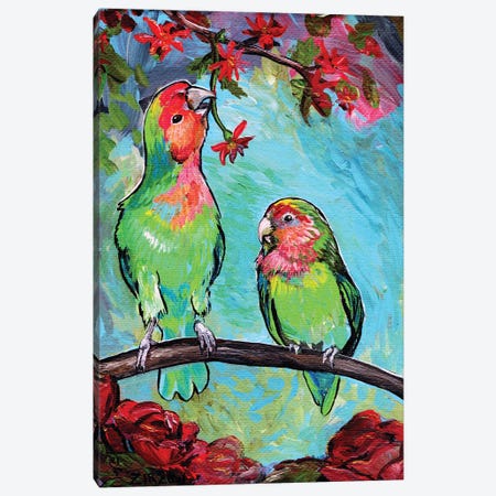 A Flower For My Lovebird Canvas Print #AZW7} by Amanda Zirzow Canvas Art Print