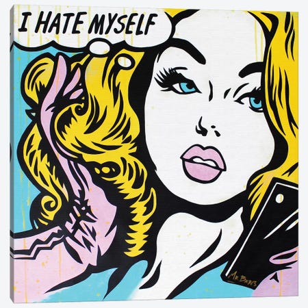 Low Selfie Esteem (Roy Lichtenstein Satire) Canvas Print #BAE21} by MR BABES Canvas Art Print