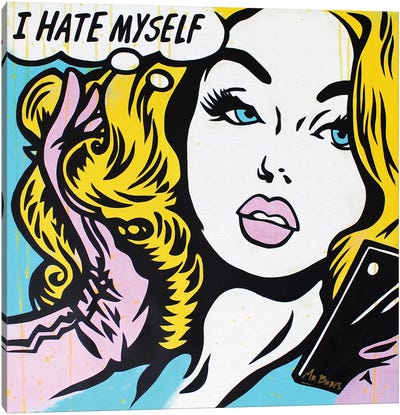 Low Selfie Esteem (Roy Lichtenstein Satire) Canvas Art Print - MR BABES